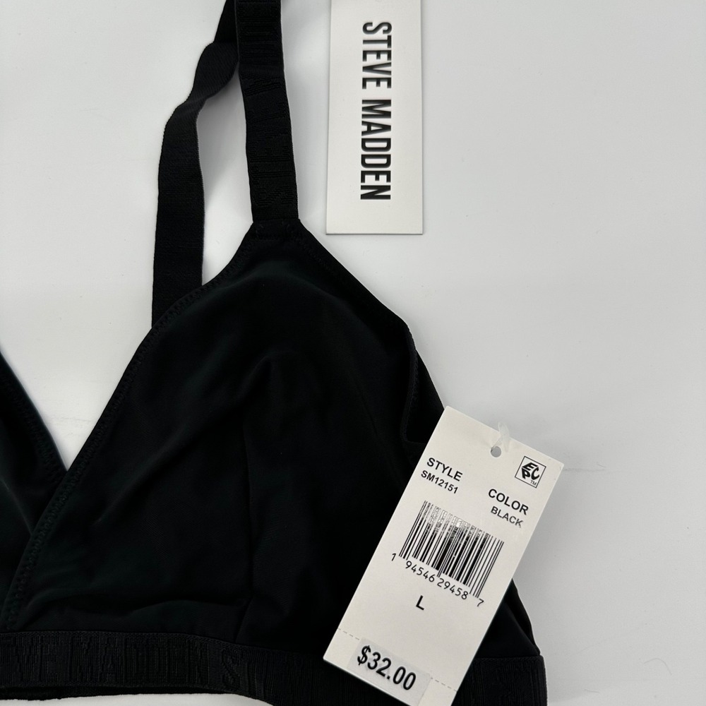 Steve Madden Bralette Top Size L Women's Black Triangle X Back NWT - Picture 5 of 5